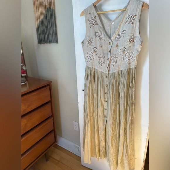 Beaded Beige Dress - Picture 1 of 6